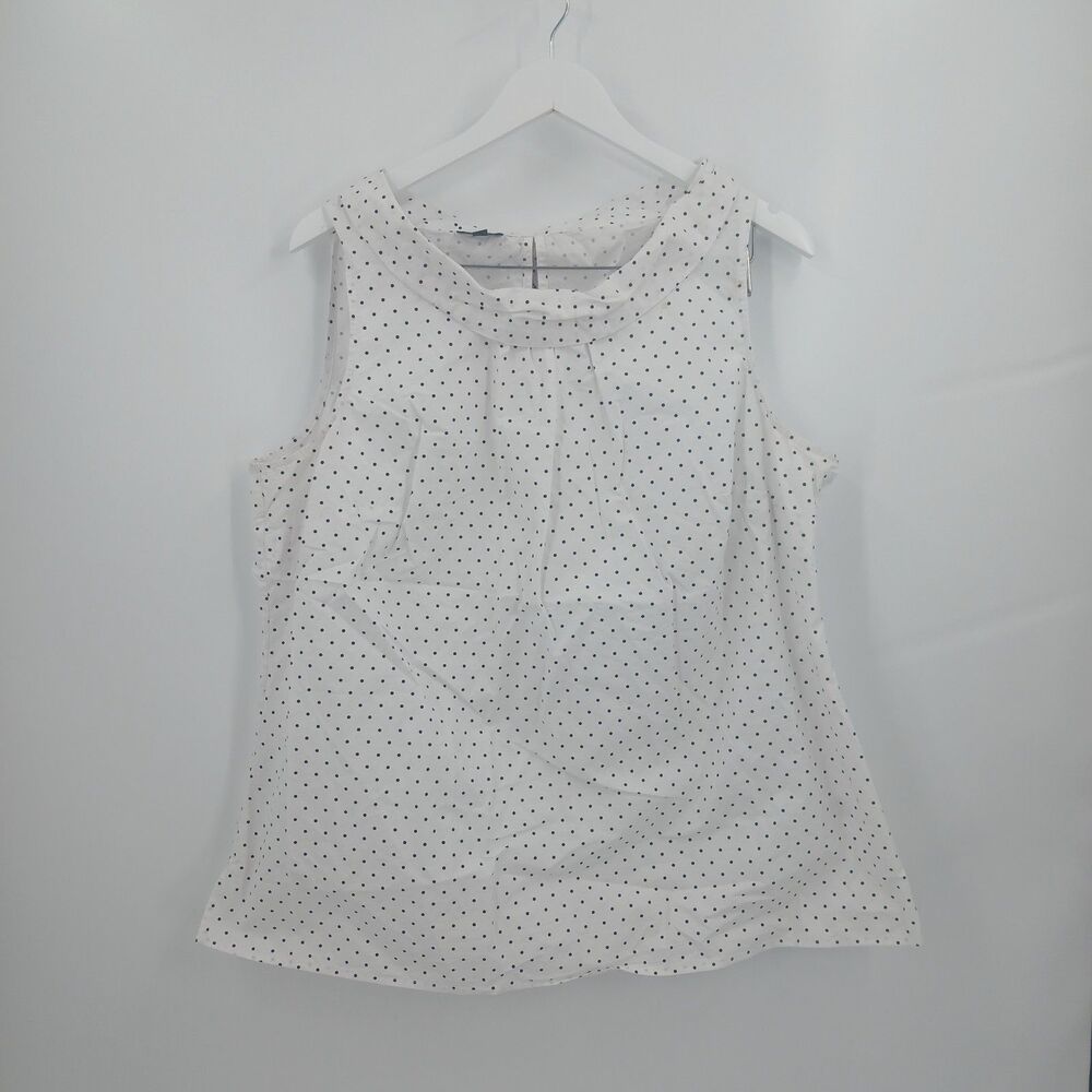 womans talbots plus size 1X black and white polka dot tank top blouse 90s mom